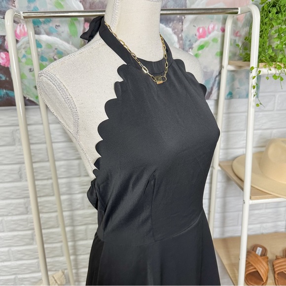Cupshe New Black Scallop Mini Dress Size Medium - Picture 2 of 3